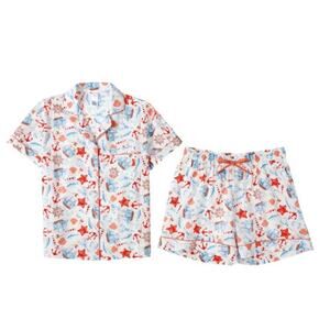 SERRA Cotton Pajama Set Size M Nautical Print Lounge Coastal Sleepwear